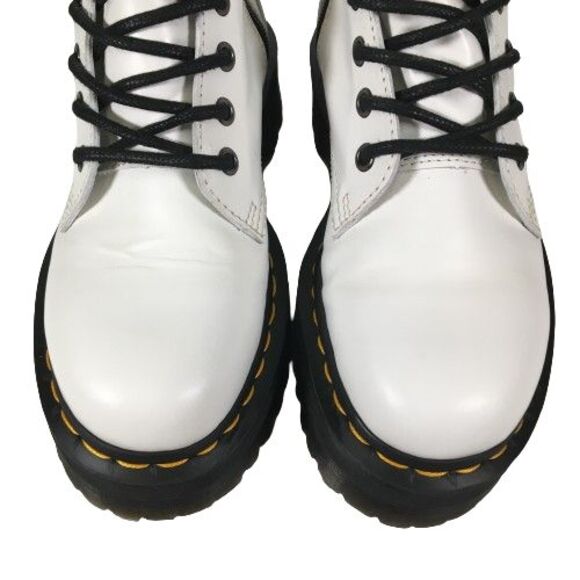 Dr. Martens US Sz 6 Jadon Leather Platform Combat Boots Side Zip Lace-Up White - Picture 10 of 13